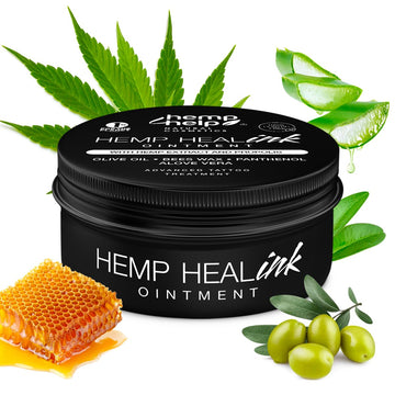 HEMP 4 HELP® Heal-Ink Tattoo Creme – 96 % weniger Nachstechen – Hanf, Aloe Vera, Panthenol & Propolis – Premium Pflege vor, während & nach dem Tattoo | 50 ml | Bio, Natürlich, Made in EU