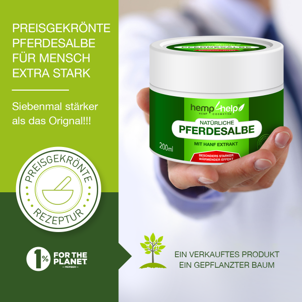 Bio 𝐇𝐀𝐍𝐅 Pferdesalbe Für Mensch Extra Stark WÄRMENDER EFFEKT- Arnika & 18 Bio-Pflanzen-Extrakten bei Knie-, Gelenk-, Nacken- u. Muskelschmerzen, sowie Arthrose u. Rheuma-Ohne Tierversuche