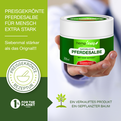 Bio 𝐇𝐀𝐍𝐅 Pferdesalbe Für Mensch Extra Stark WÄRMENDER EFFEKT- Arnika & 18 Bio-Pflanzen-Extrakten bei Knie-, Gelenk-, Nacken- u. Muskelschmerzen, sowie Arthrose u. Rheuma-Ohne Tierversuche