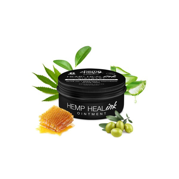 HEMP 4 HELP®️ Hemp Tattoo Cream avoids 96% of the re-pricking thanks to the revolutionary hemp recipe. 50 ml Heal-Ink®️ Tattoo Creme contains olive oil, beeswax, panthenol, aloe vera
