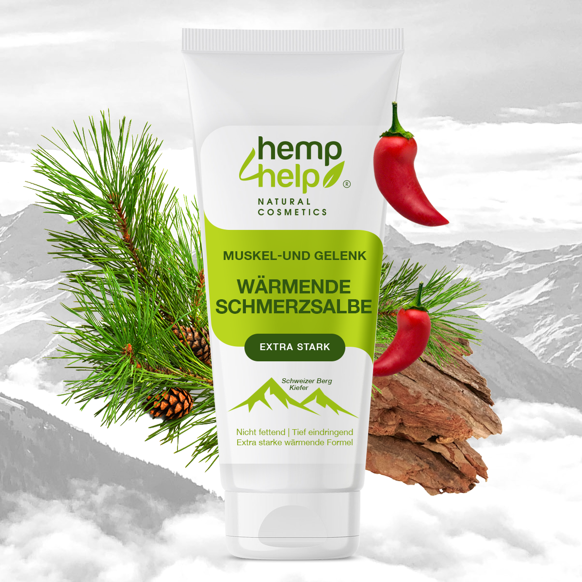 Bio Wärmesalbe Extra Stark gegen Muskel- & Gelenkschmerzen – mit Chili, Bergkiefer & Tanne – Tiefenwirksame Naturkosmetik bei Arthrose, Rheuma, Nacken- & Rückenschmerzen – Vegan & Made in EU