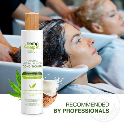 Natural Herbal Fusion Conditioner mit Hanf& Kurkuma extrakt – 250 ml Hanfshampoo kräftigt & repariert alle Haartypen wie kräftigeres, längeres, coloriertes, Haar mit intensivem Kokosnussgeruch