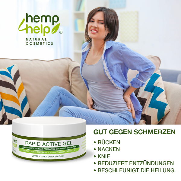 Hemp4Help® 200ml Hemp Active Rapid Gel 1er Pack for knee, joint, neck and muscle pain, arthrosis, rheumatism with comfrey, hemp, arnica and boswellia serrata extracts - paraben free ...