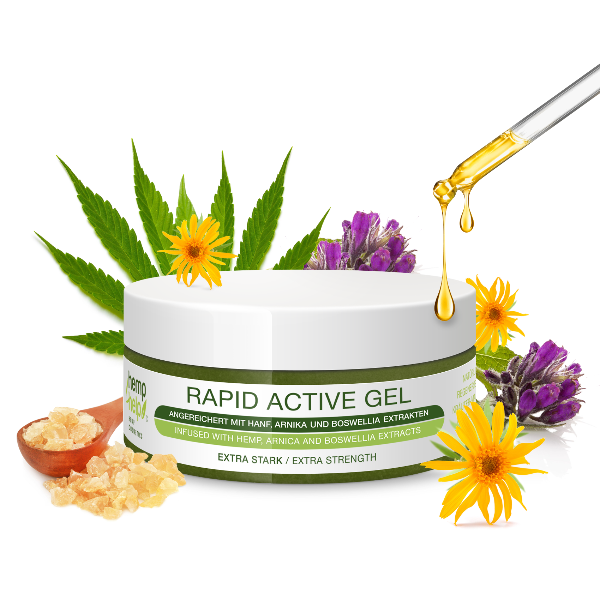 Hanf Rapid Active Gel 1er Pack bei Knie-, Gelenk-, Nacken- u. Muskel-Schmerzen, Arthrose, Rheuma 200ml 